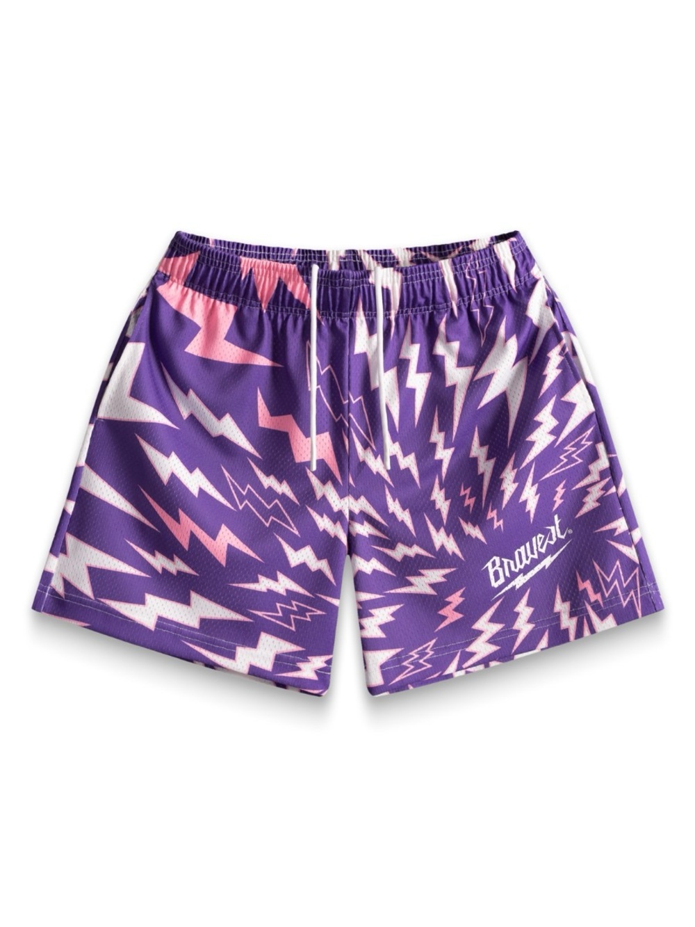Bravest Studios Purple Lighting Drawstring Mesh Shorts